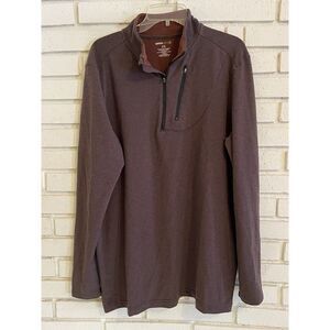 Swiss Tech Men's Sweater Size XL Brown 1/4‎ Zip Pullover Long Sleeve Zip Pocket